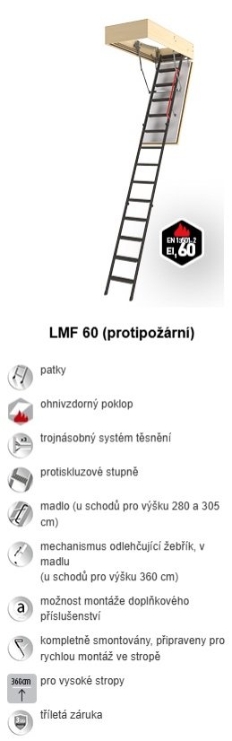 FAKRO půdní schody - Velikost: 70x120 cm, Instalační řešení: Skládací půdní schody, Materiál: dřevo, Typ půdních schodů: Termoizolační, Název: LTK Energy