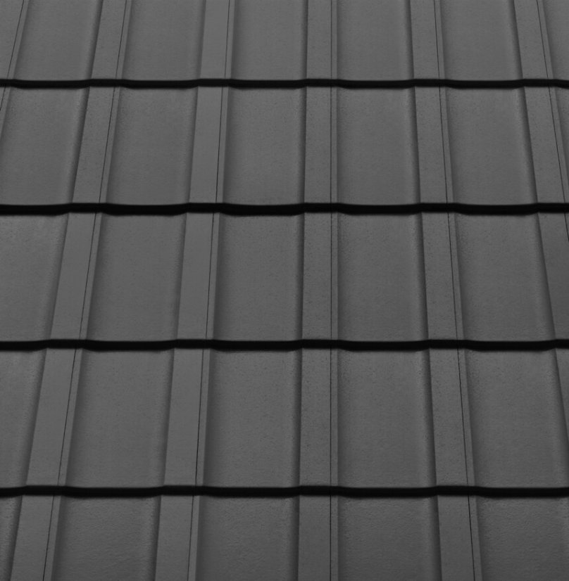 Betonová taška KIOTO 1/1 - Barva: Tmavě šedá DURATOP PRO, Typ tašky: Základní taška, Typ krytiny: Betonová taška, Název: KIOTO