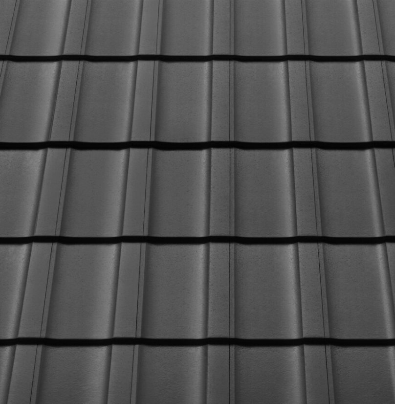 Betonová taška KIOTO 1/1 - Barva: Tmavě šedá DURATOP PRO, Typ tašky: Základní taška, Typ krytiny: Betonová taška, Název: KIOTO