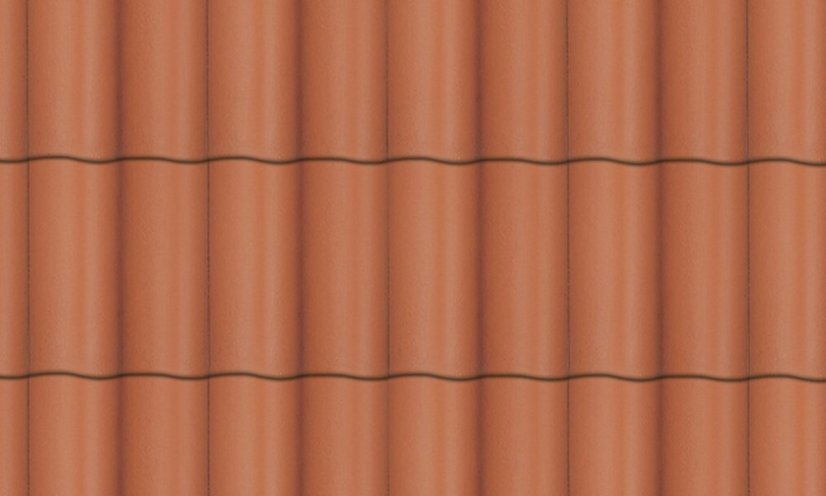 Betonová taška BRAMAC MAX 7° 1/1 - Druh krytiny BRAMAC: Betonové tašky, Barvy BRAMAC: Cihlově červená, Typ krytiny BRAMAC: BRAMAC MAX 7°, Typ tašky: Základní taška