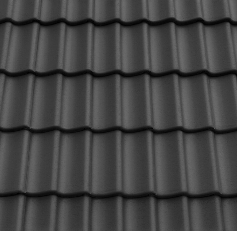 Betonová taška GÖTEBORG 1/1 - Barva: Tmavě šedá PLANAR, Typ tašky: Základní taška, Typ krytiny: Betonová taška, Název: GÖTEBORG