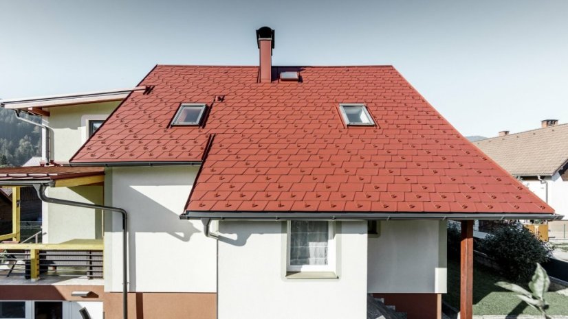 Falcovaný šindel DS.19 PREFA - Barva: RAL 8004 cihlově červená, Typ krytiny: Falcovaný šindel DS.19 PREFA