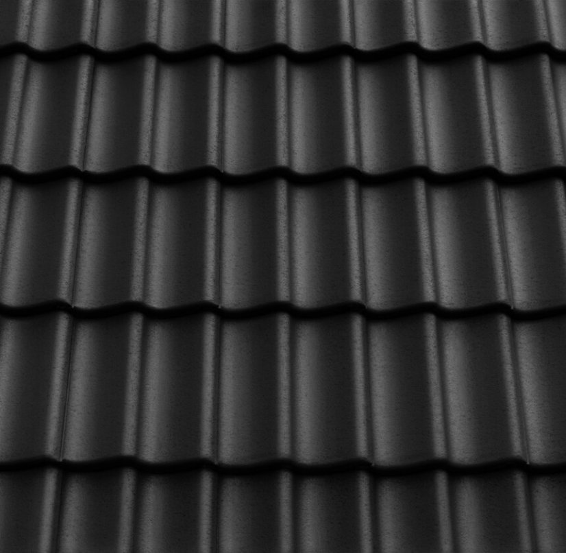 Betonová taška GÖTEBORG 1/1 - Barva: Tmavě šedá PLANAR, Typ tašky: Základní taška, Typ krytiny: Betonová taška, Název: GÖTEBORG