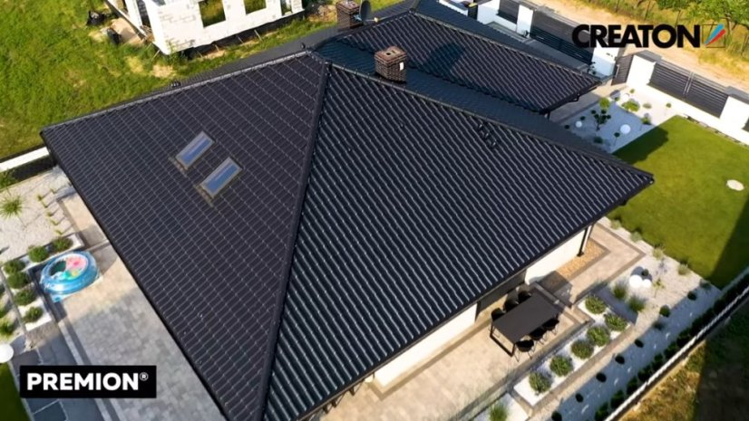 Keramická taška PREMION 1/1 - Barva: Černá křišťálová glazura ICON, Typ tašky: Základní taška, Typ krytiny: Pálená taška, Název: PREMION