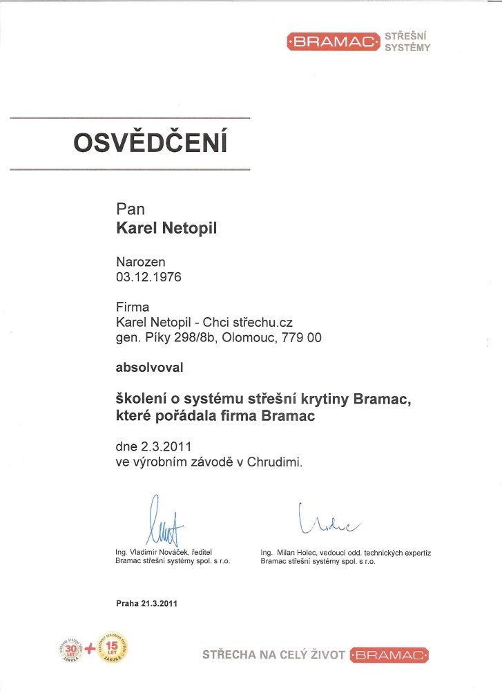 Certifikace BRAMAC