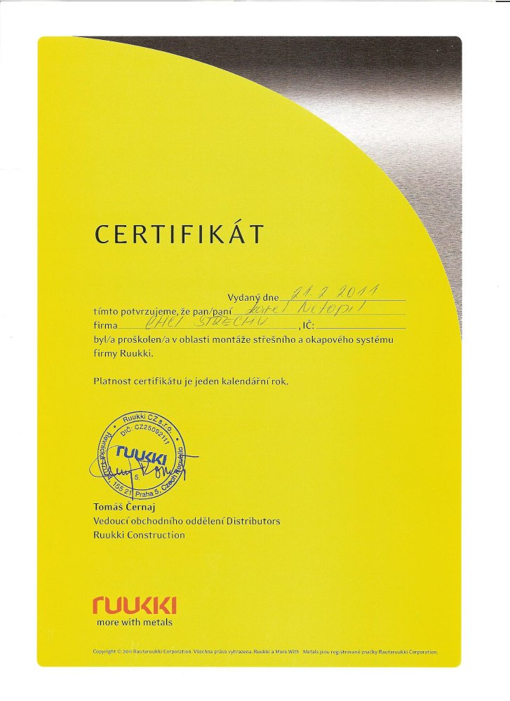 Certifikace RUUKKI